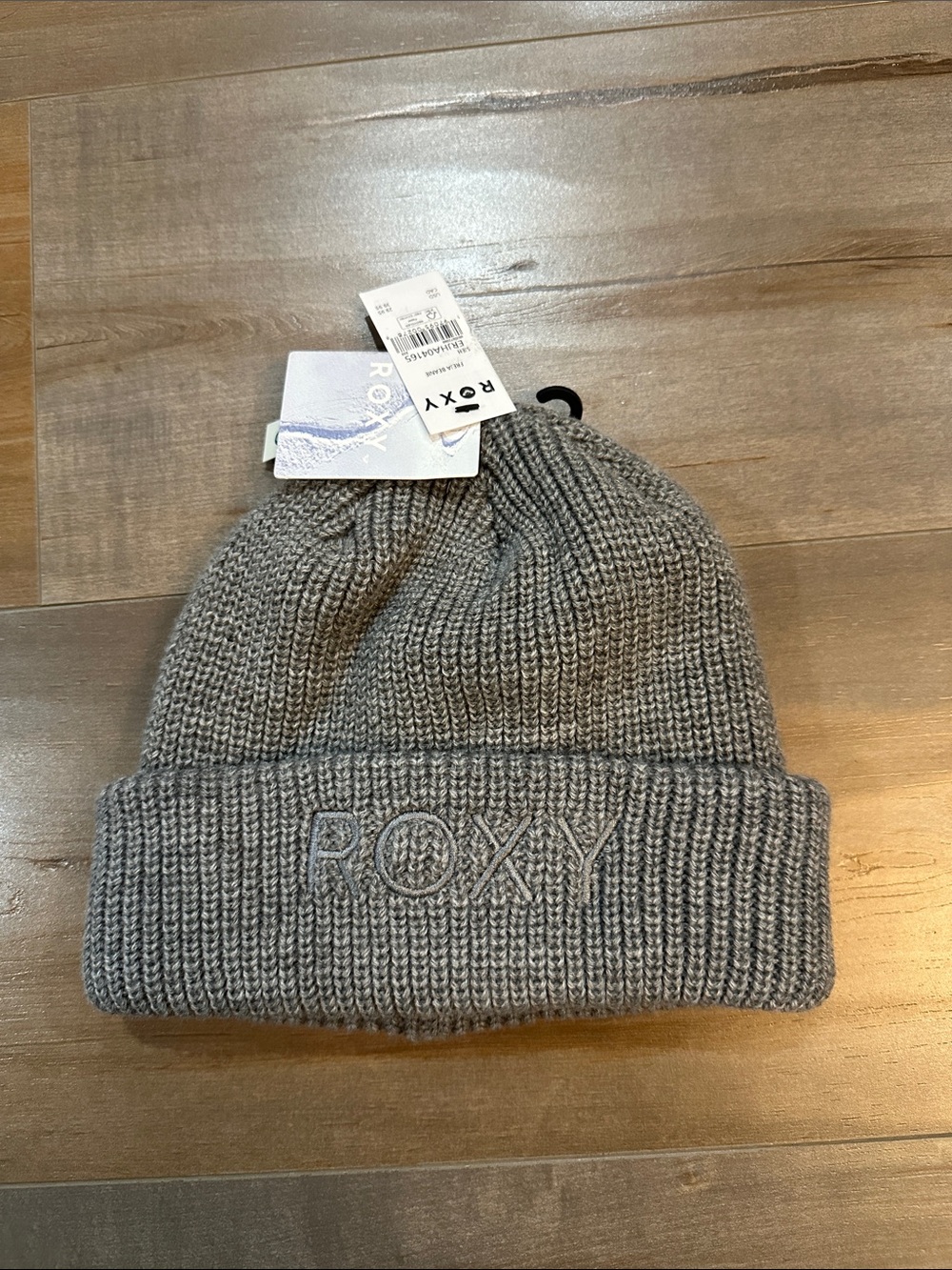 Roxy Gray Ribbed Cuff Freja Beanie